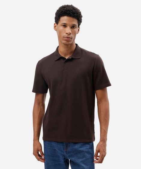 polo masculina com algodão manga curta marrom