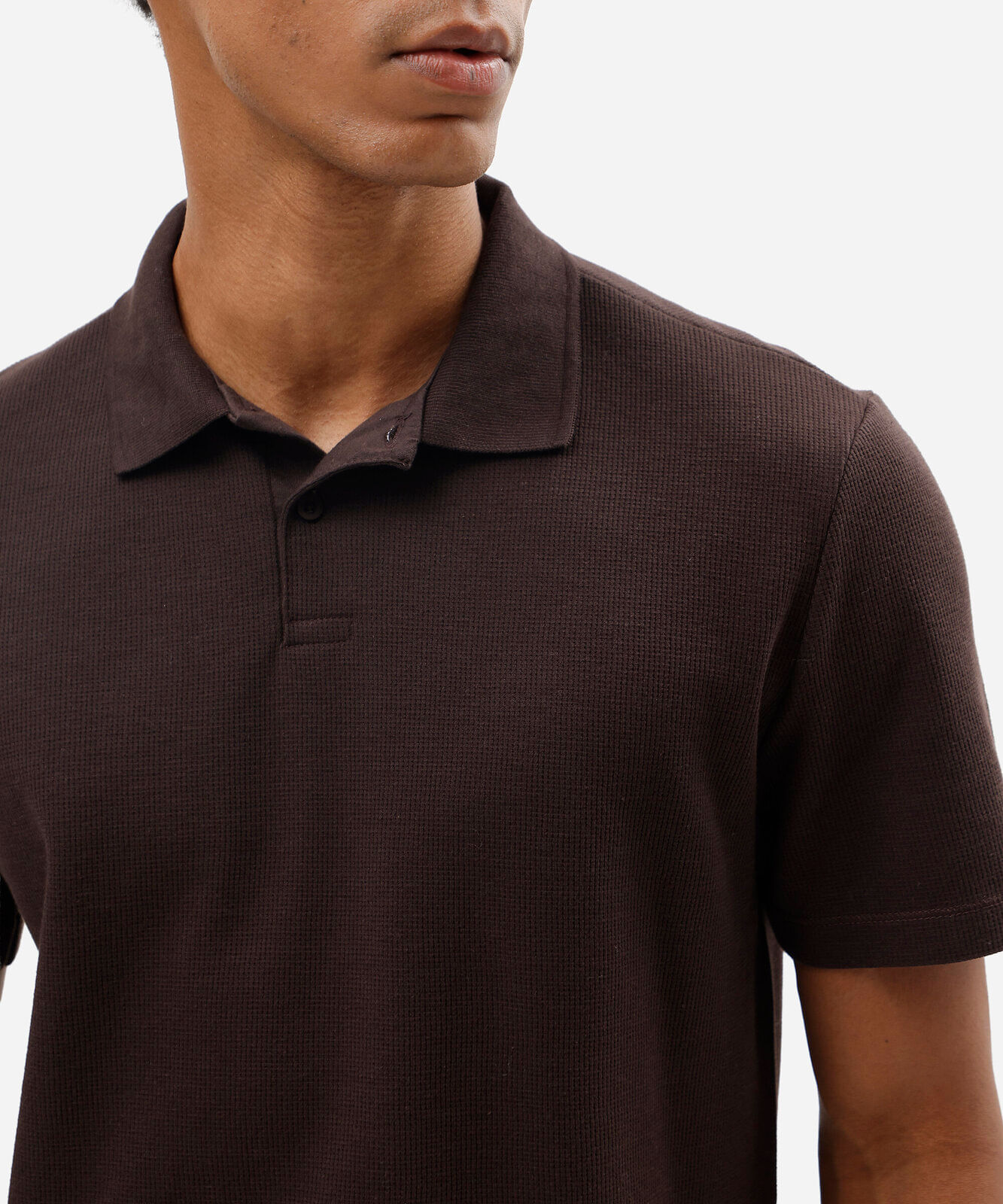 polo masculina com algodão manga curta marrom