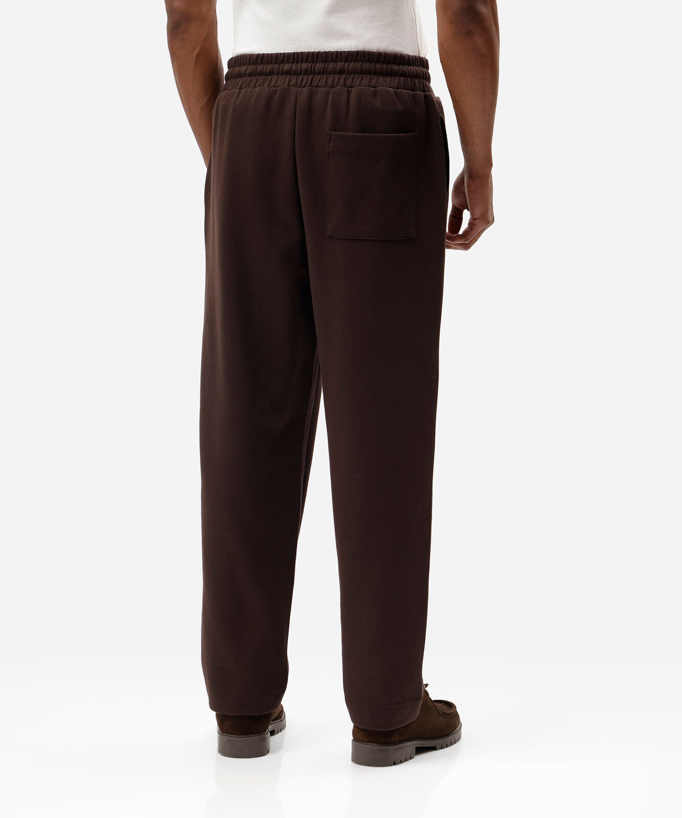 calça jogger reta masculina de moletom cós elástico marrom
