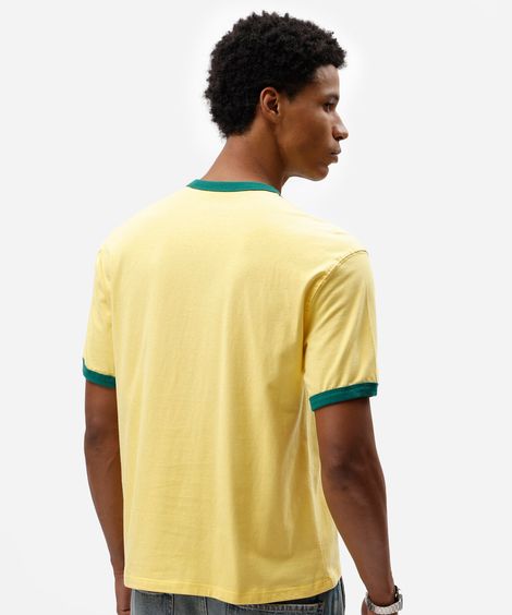 camiseta masculina de algodão manga curta brasil amarela