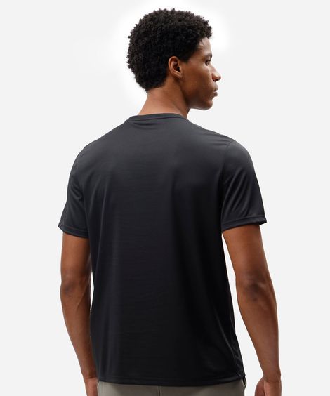 camiseta esportiva masculina manga curta estampada preta