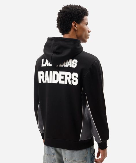 blusão masculino de moletom com recortes e capuz raiders nfl preto