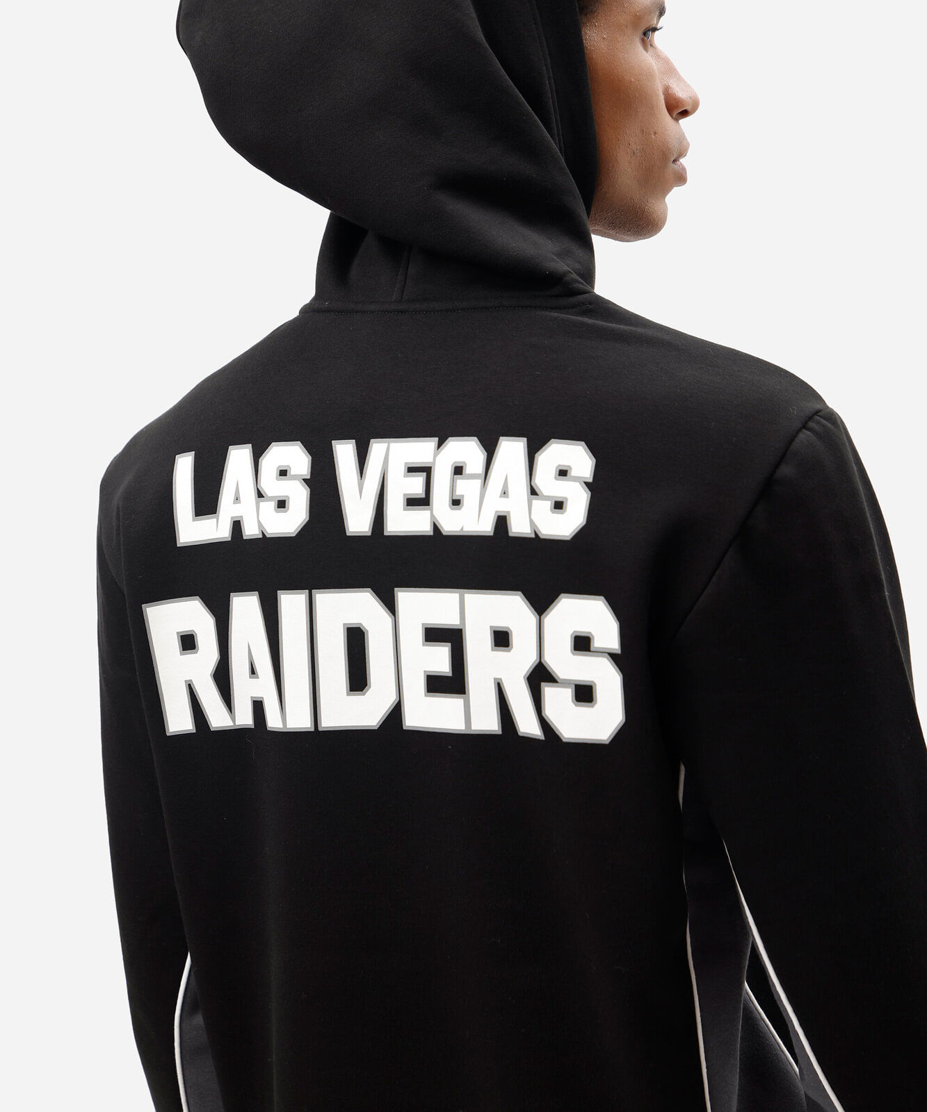 blusão masculino de moletom com recortes e capuz raiders nfl preto
