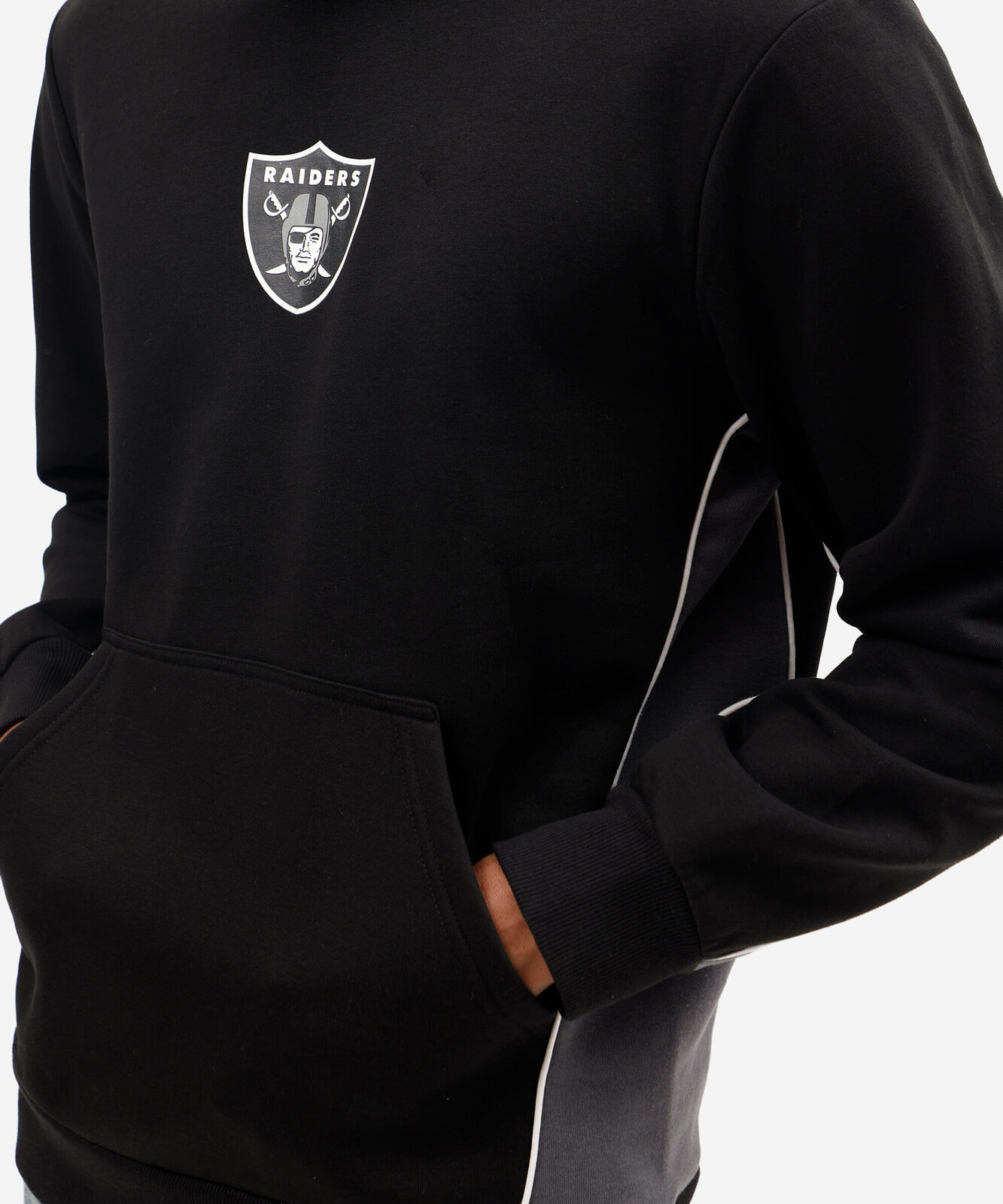 blusão masculino de moletom com recortes e capuz raiders nfl preto