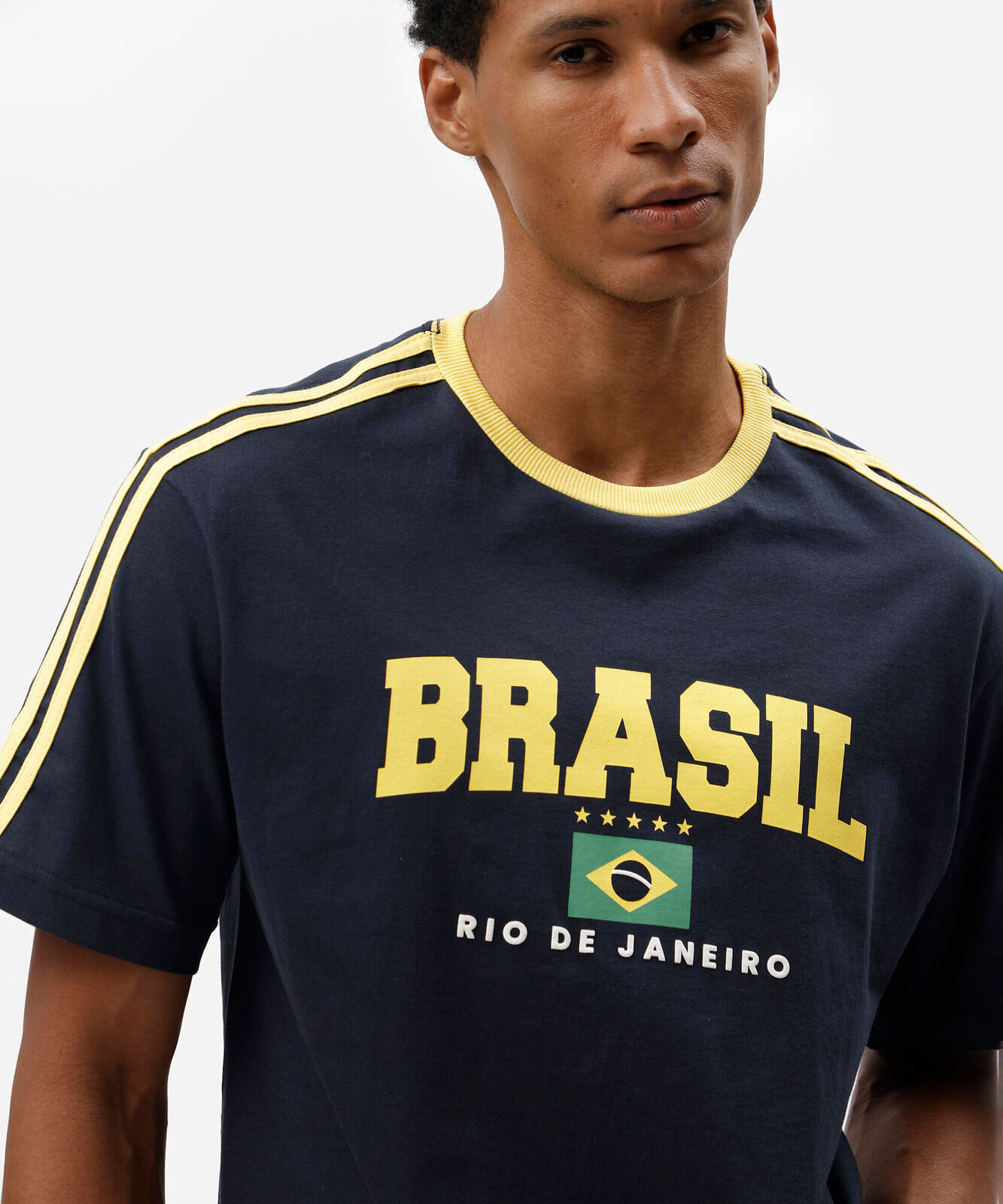 camiseta masculina de algodão manga curta brasil azul