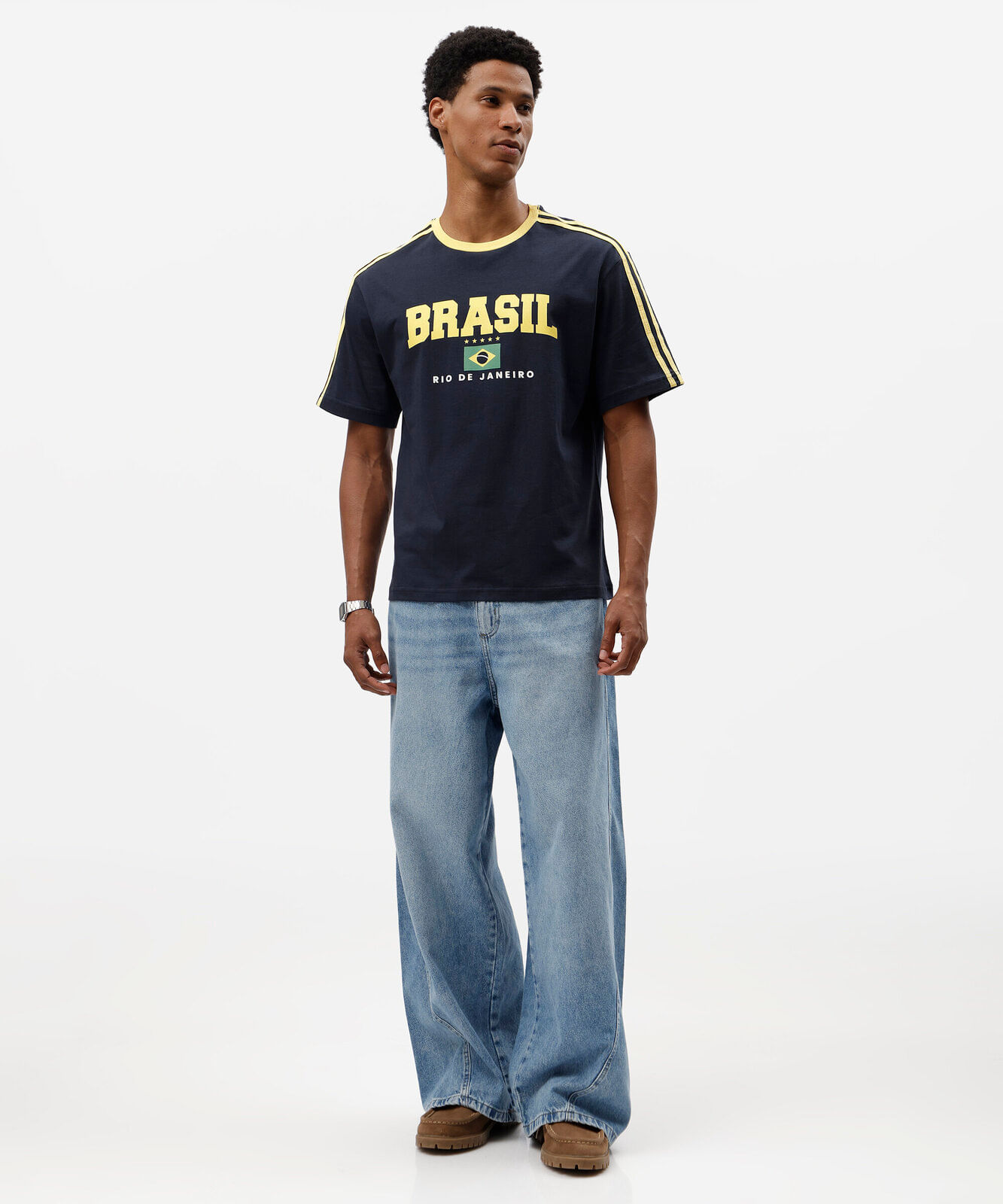 camiseta masculina de algodão manga curta brasil azul