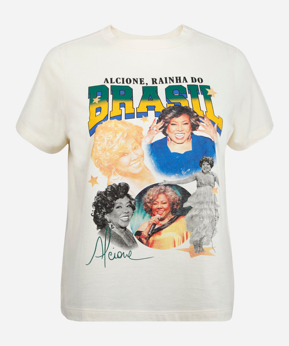 camiseta feminina de algodão manga curta alcione plus size off white