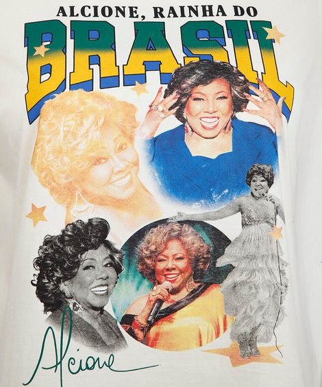 camiseta feminina de algodão manga curta alcione plus size off white