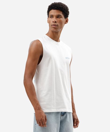 regata machão masculina de algodão estampada off white