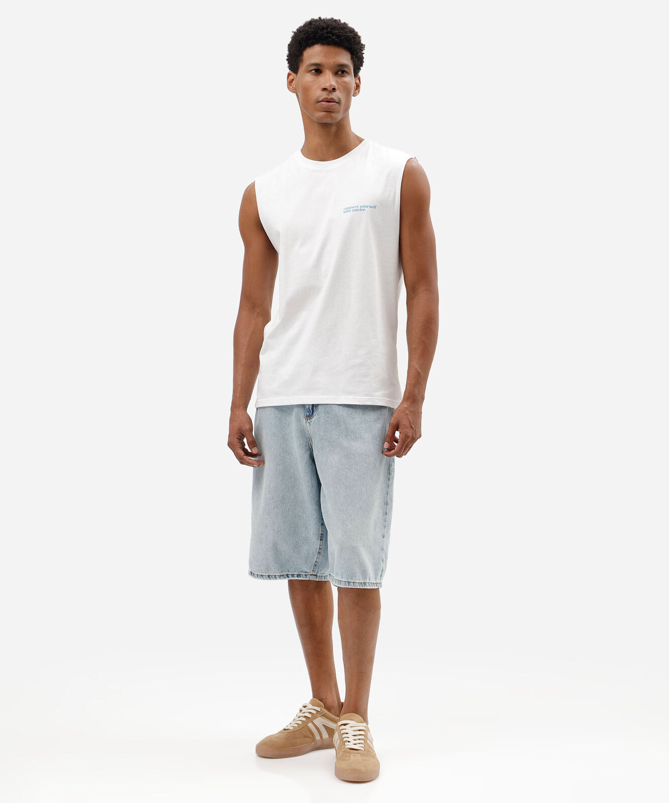 regata machão masculina de algodão estampada off white