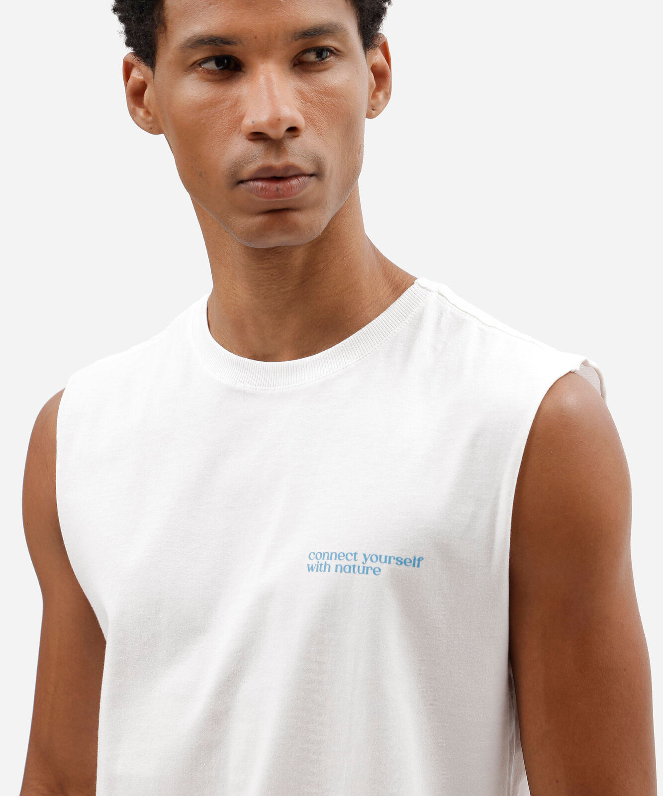 regata machão masculina de algodão estampada off white