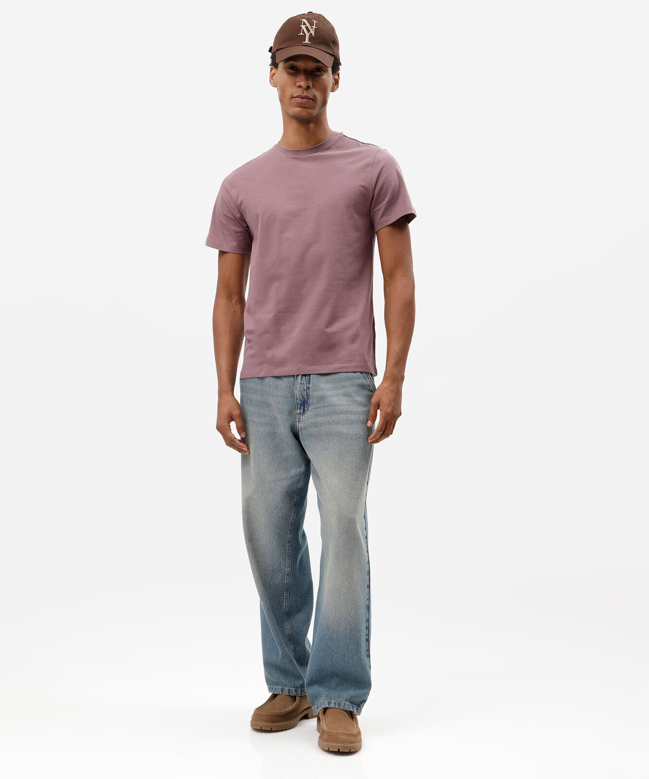 camiseta slim masculina de algodão roxa