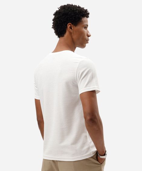 camiseta muscle fit masculina com algodão manga curta canelada off white