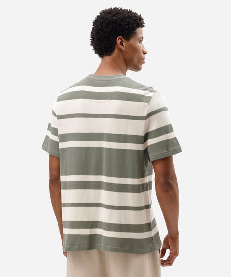 camiseta masculina de algodão manga curta texturizada listrada verde