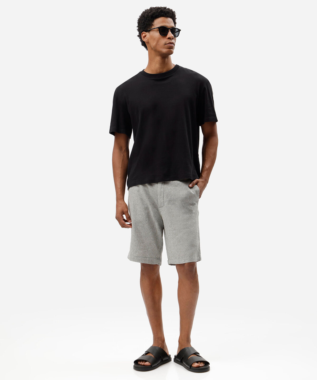 bermuda masculina com linho meio cós elástico verde