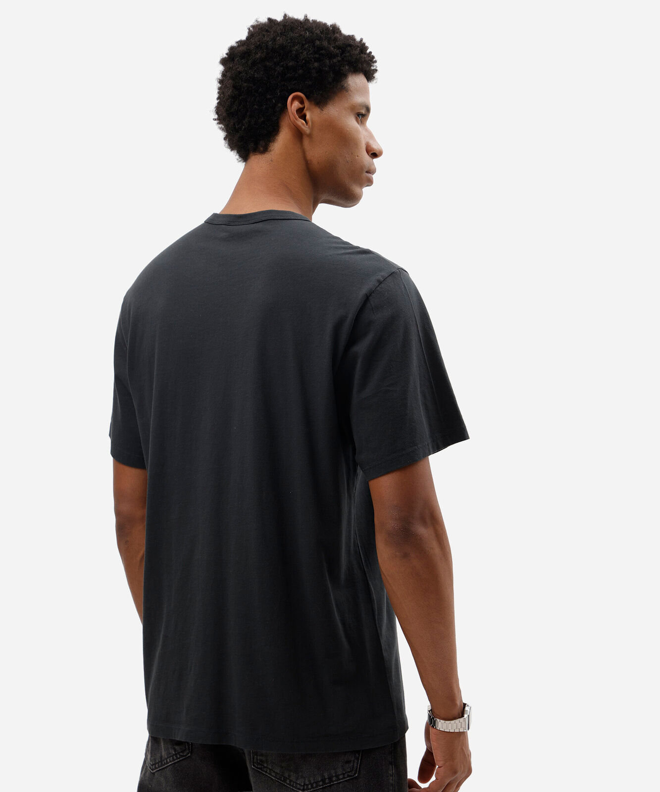 camiseta masculina de algodão peruano manga curta cinza