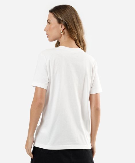 camiseta feminina de algodão manga curta alcione off white