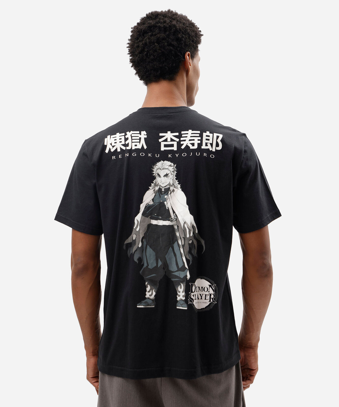 camiseta masculina de algodão manga curta demon slayer preta