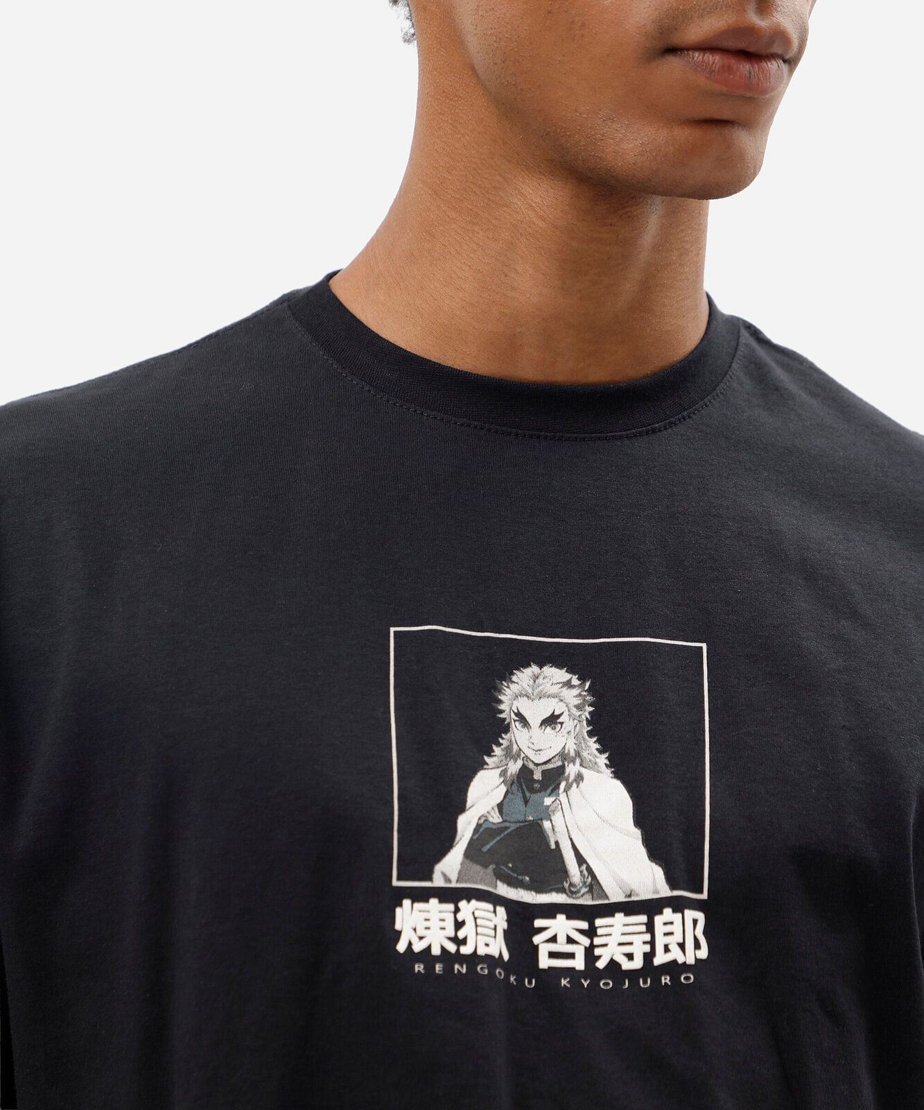 camiseta masculina de algodão manga curta demon slayer preta