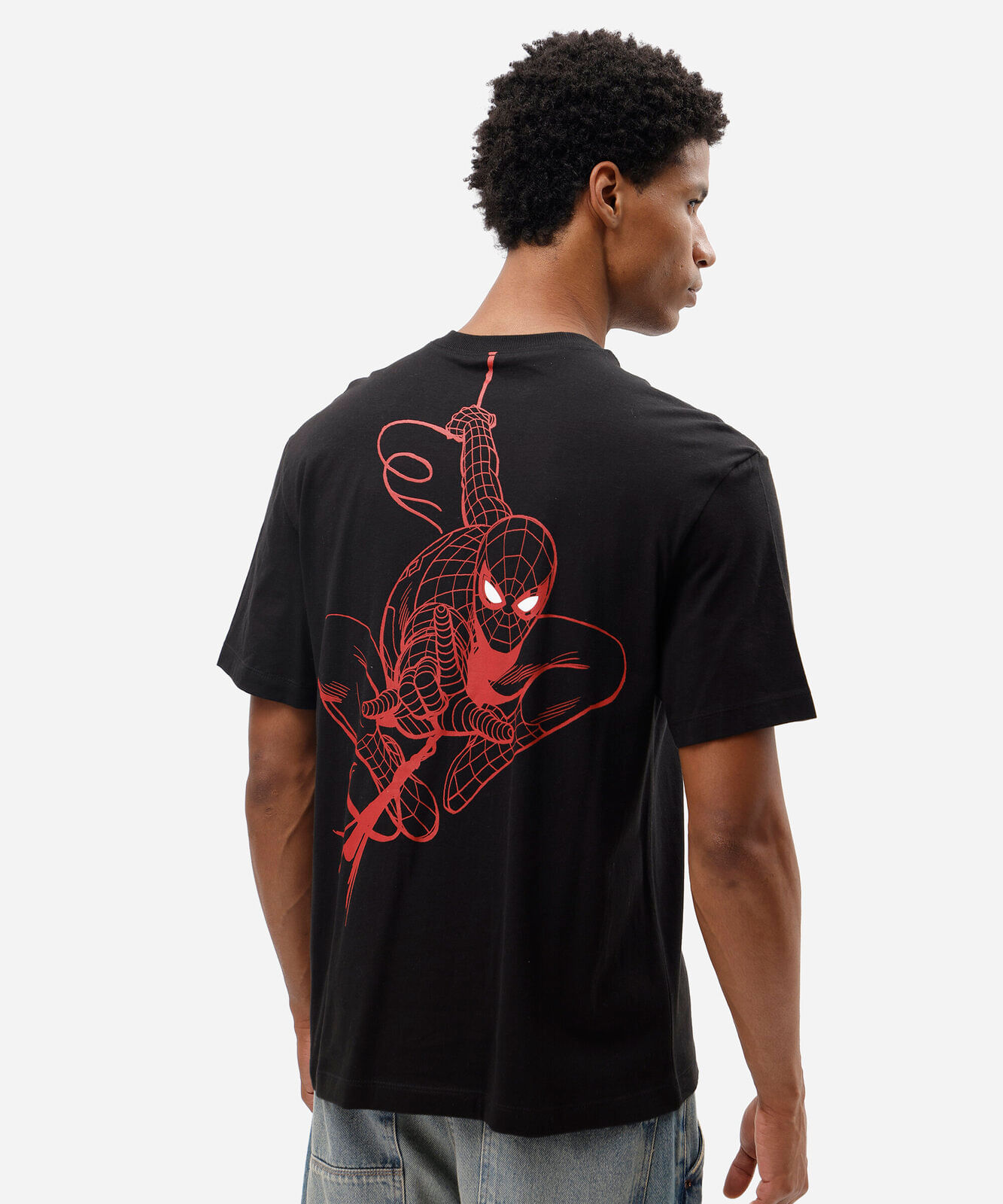 camiseta masculina de algodão manga curta homem aranha preta