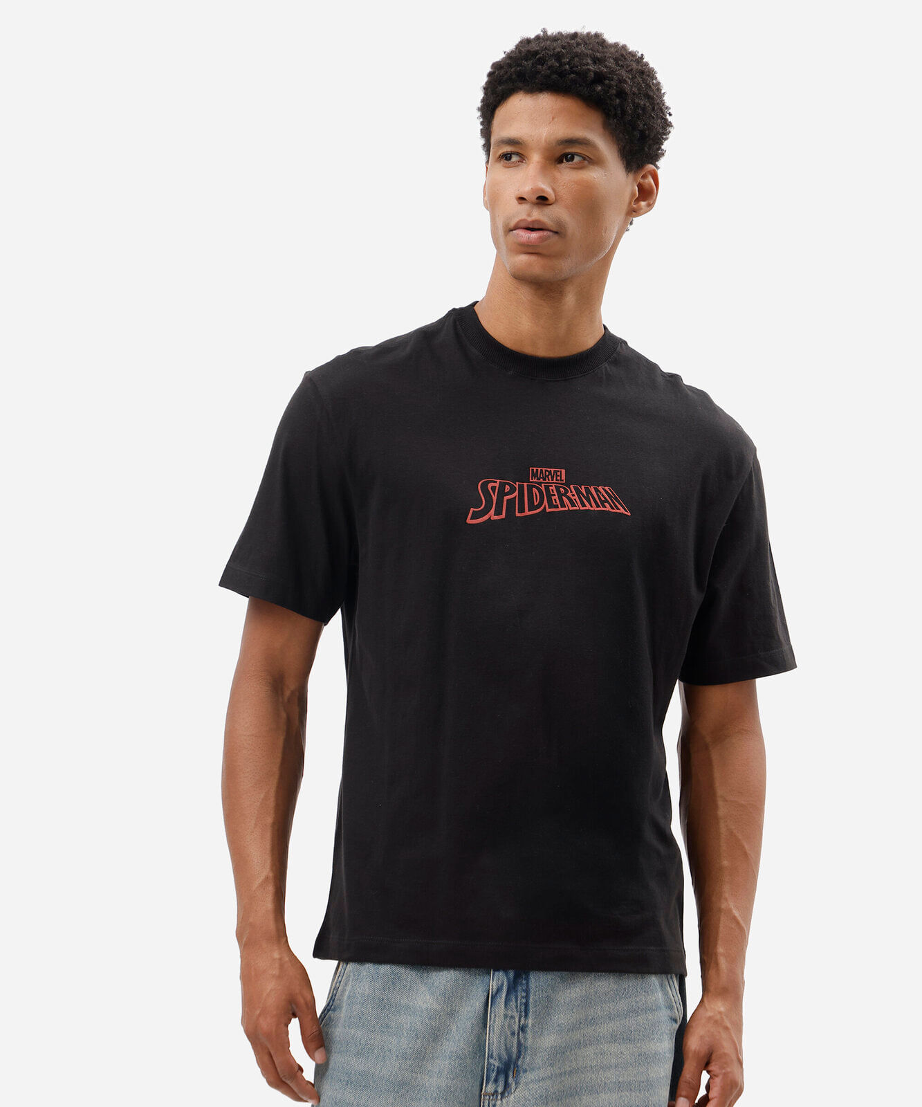 camiseta masculina de algodão manga curta homem aranha preta