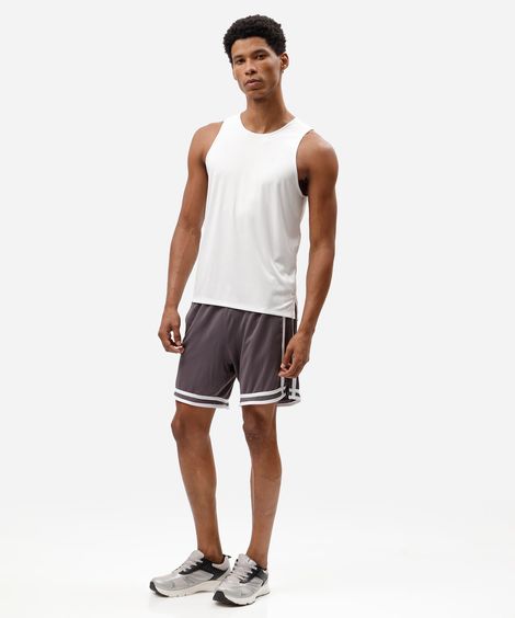 bermuda esportiva masculina com listras cinza