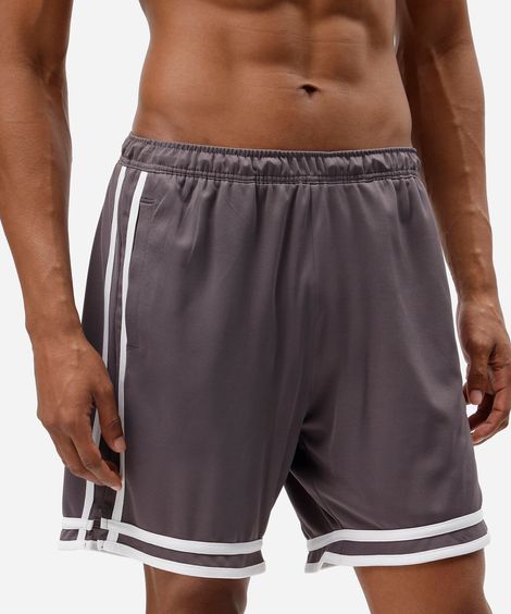 bermuda esportiva masculina com listras cinza