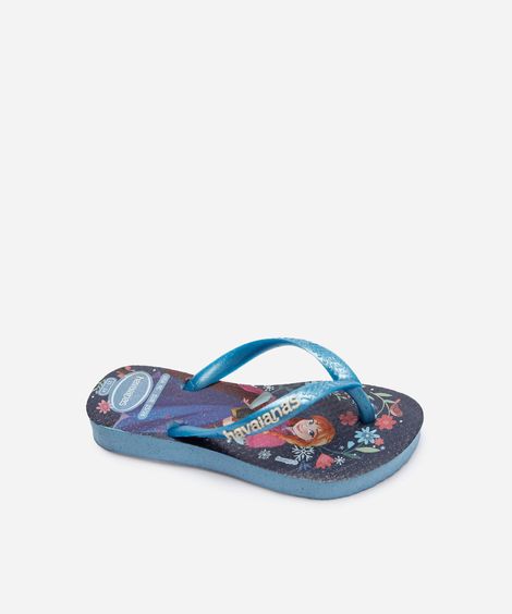chinelo infantil havaianas frozen com glitter azul