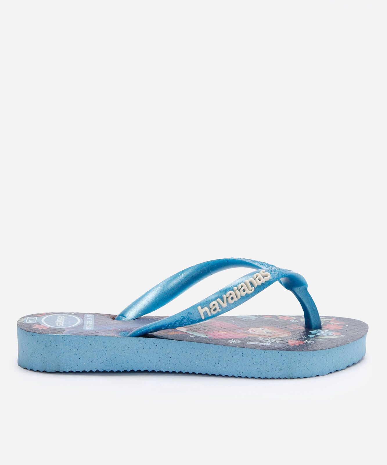 chinelo infantil havaianas frozen com glitter azul
