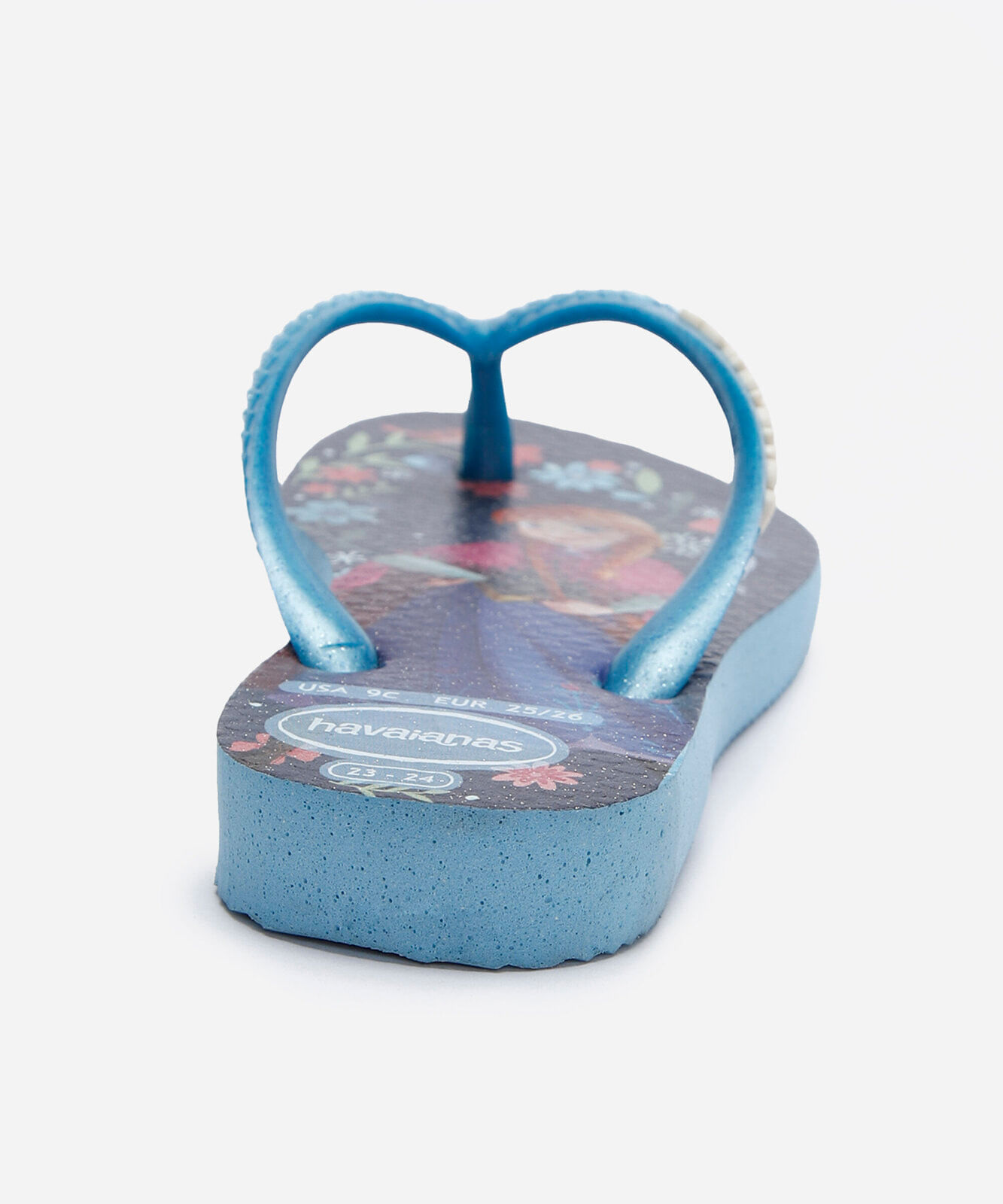 chinelo infantil havaianas frozen com glitter azul