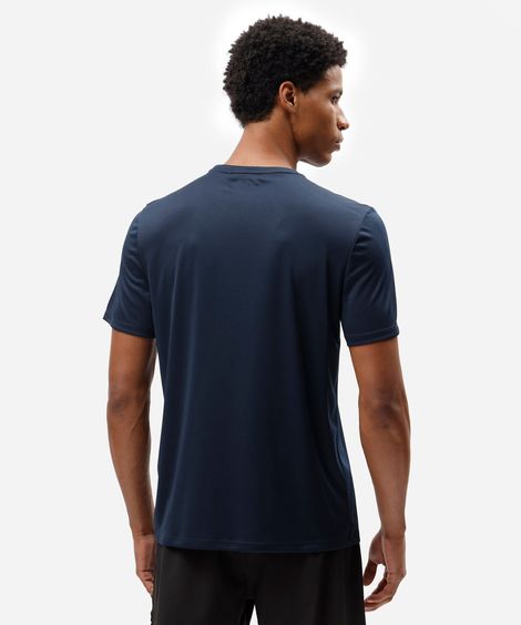camiseta esportiva masculina manga curta com nervuras azul