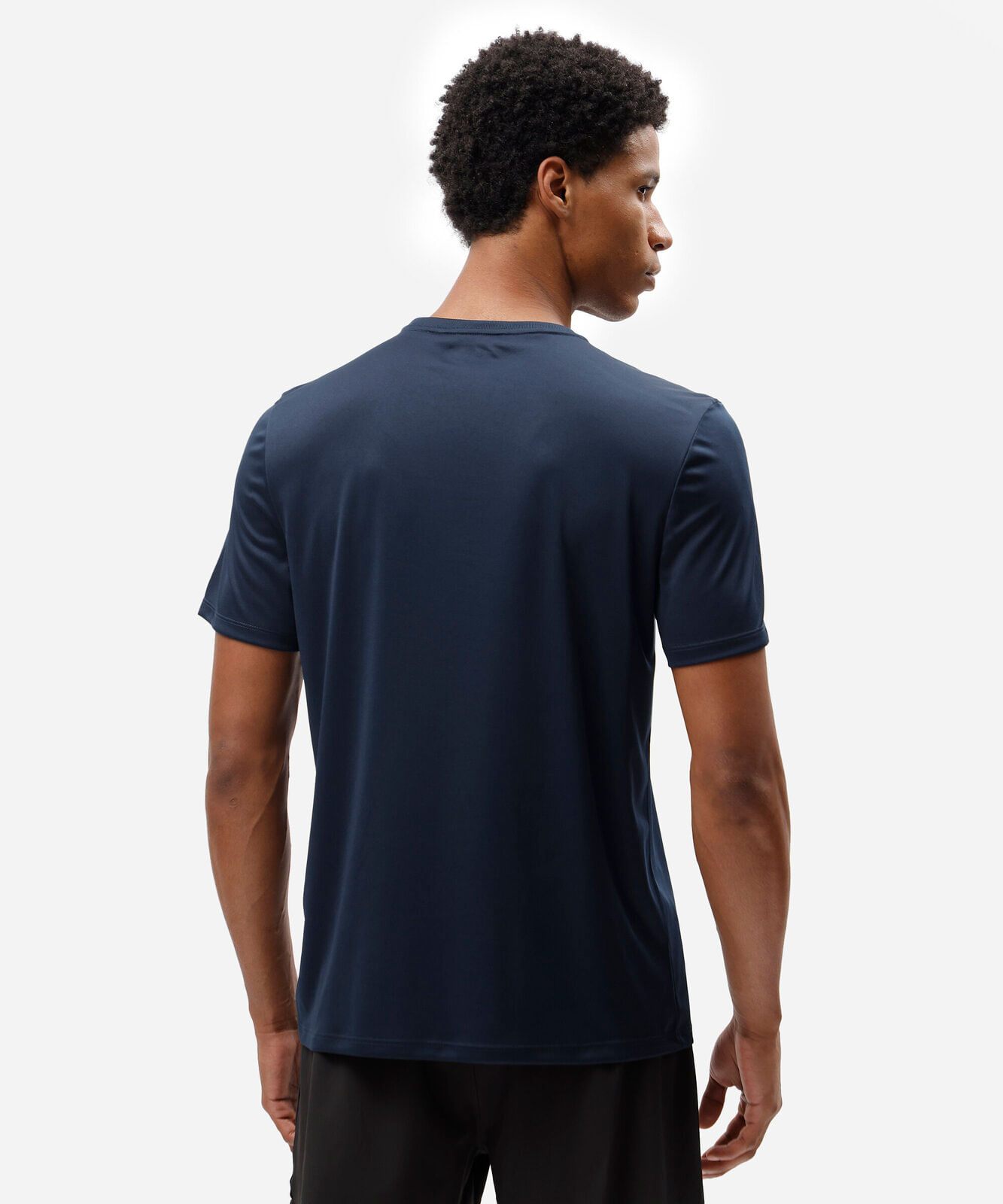 camiseta esportiva masculina manga curta com nervuras azul