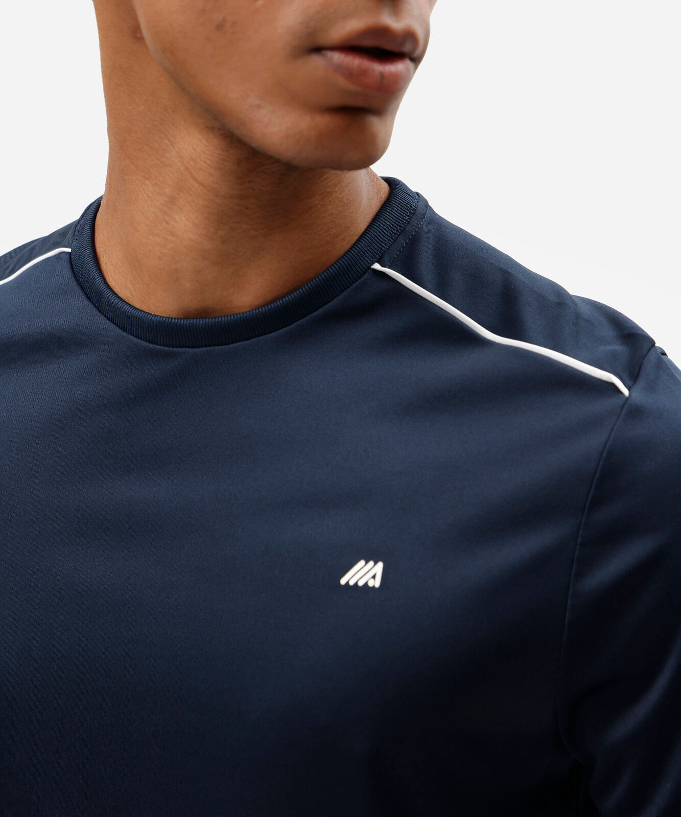 camiseta esportiva masculina manga curta com nervuras azul