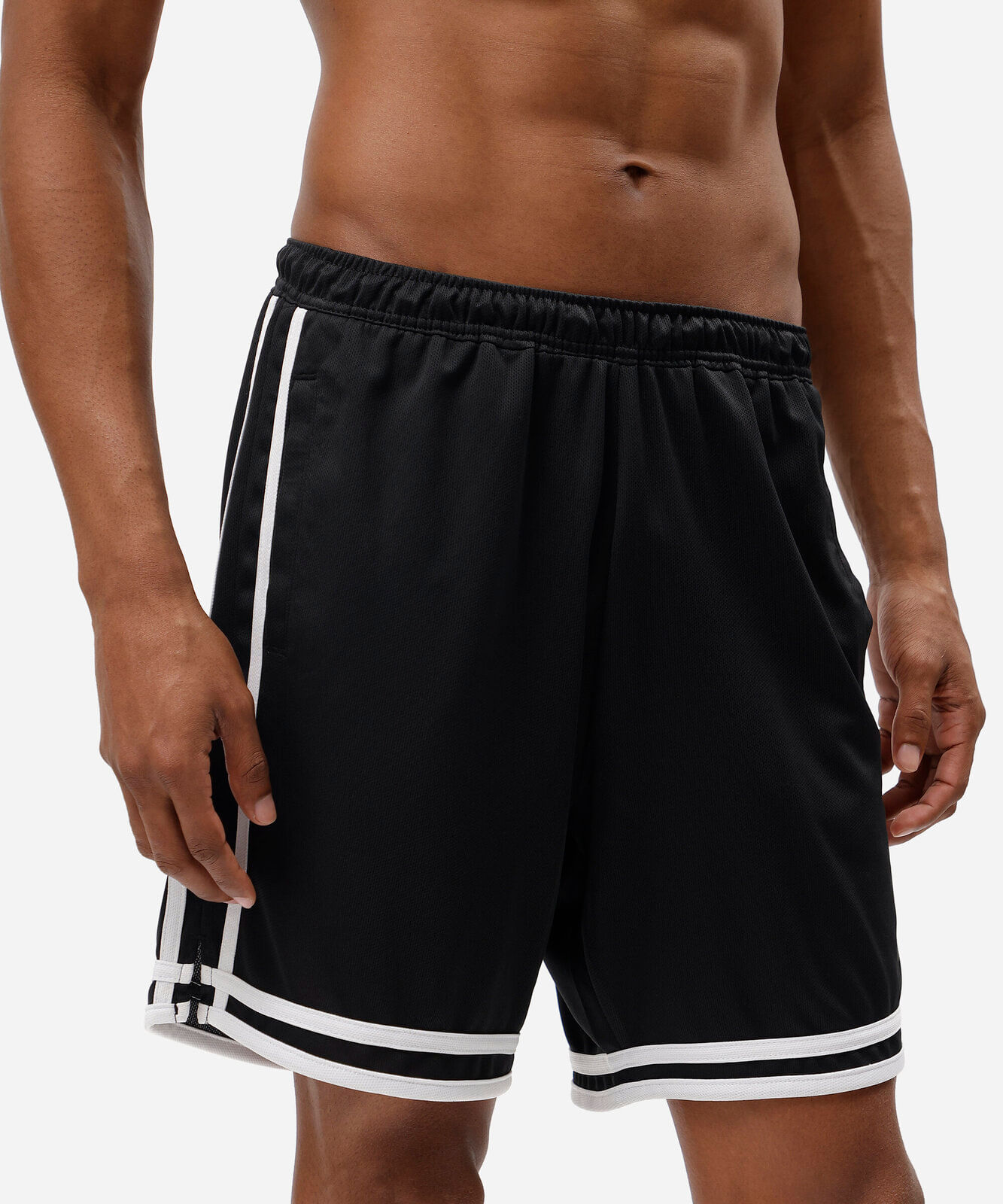 bermuda esportiva masculina com listras preta