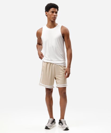 bermuda esportiva masculina com listras bege