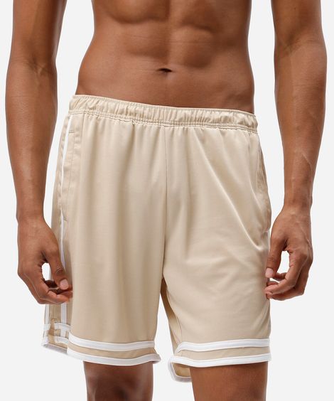 bermuda esportiva masculina com listras bege