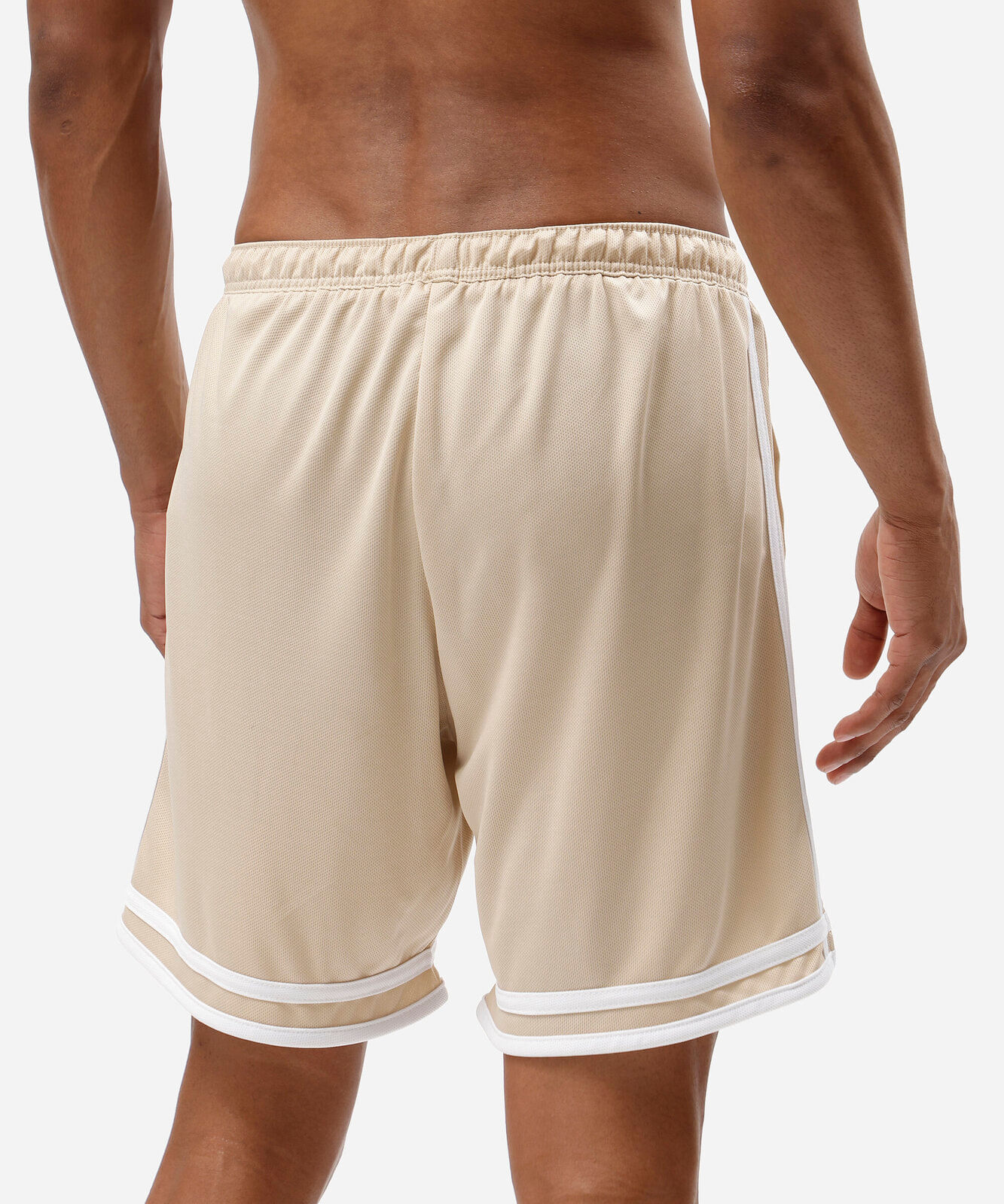bermuda esportiva masculina com listras bege