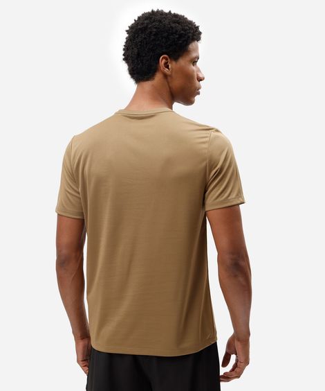 camiseta esportiva masculina manga curta estampada bege