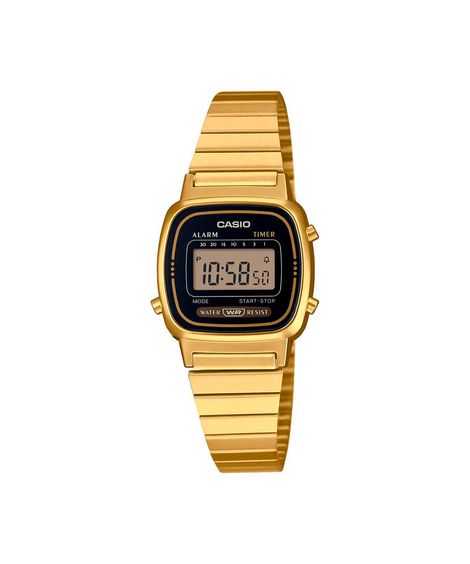 relógio feminino casio digital la670wga 1df sc dourado