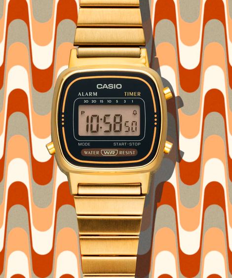 relógio feminino casio digital la670wga 1df sc dourado