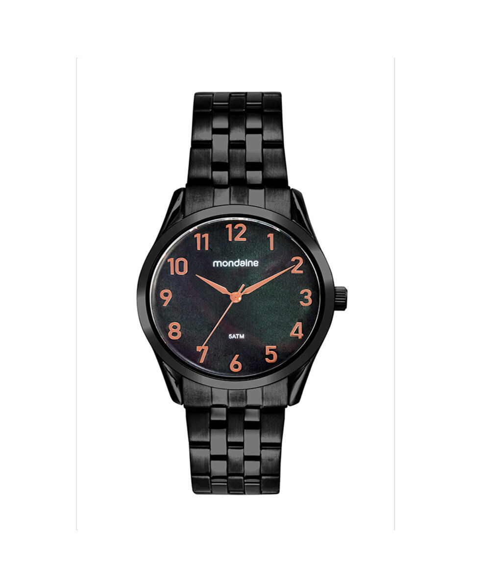 kit relógio feminino mondaine analógico 99889lpmvpe4ka preto