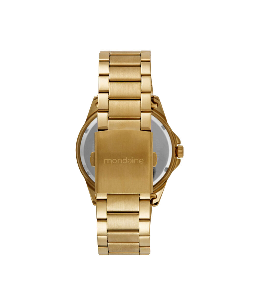 kit relógio masculino mondaine analógico calendário 33029gpmvde1ka dourado