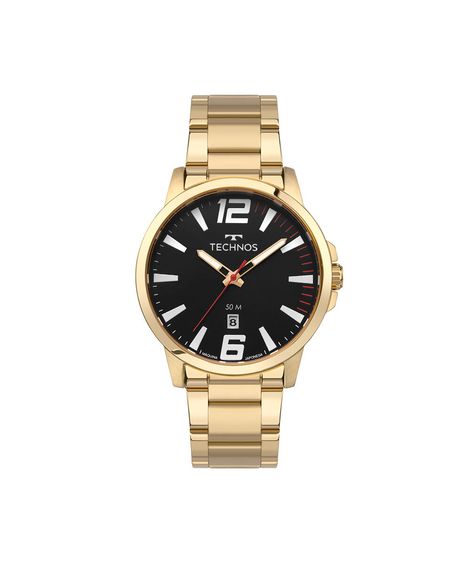 kit relógio masculino technos analógico 2115uco k1p dourado