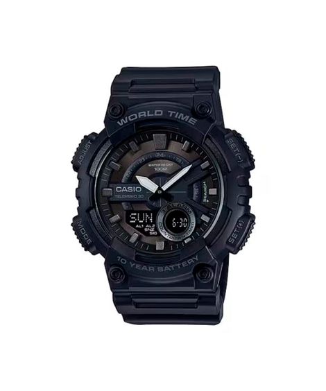 relógio masculino casio analógico digital aeq 110w 1bvdf sc preto