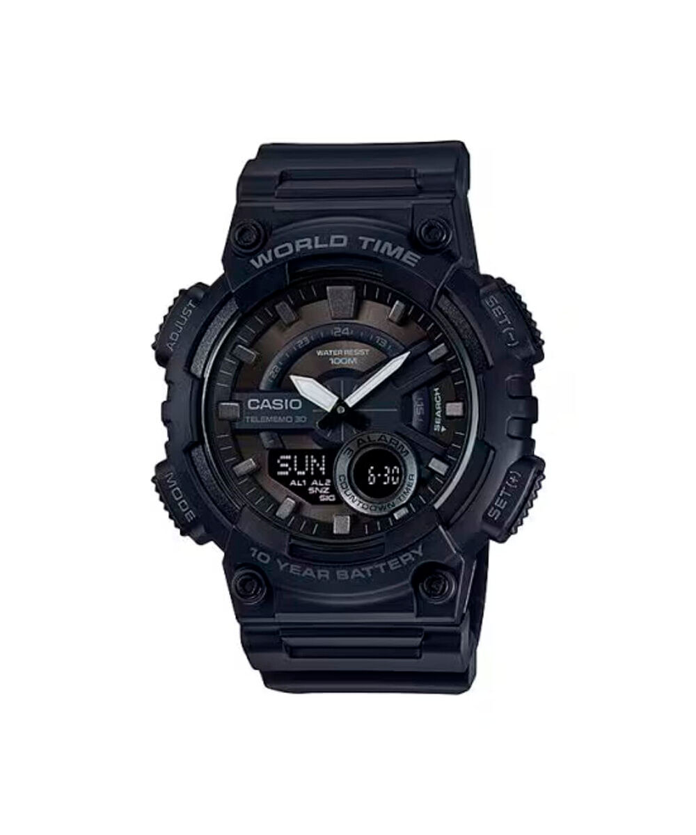 relógio masculino casio analógico digital aeq 110w 1bvdf sc preto