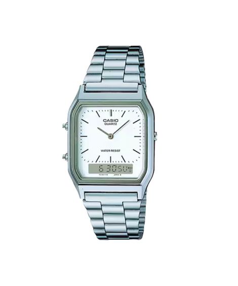 relógio masculino casio analógico digital aq 230a 7dmq sc prateado