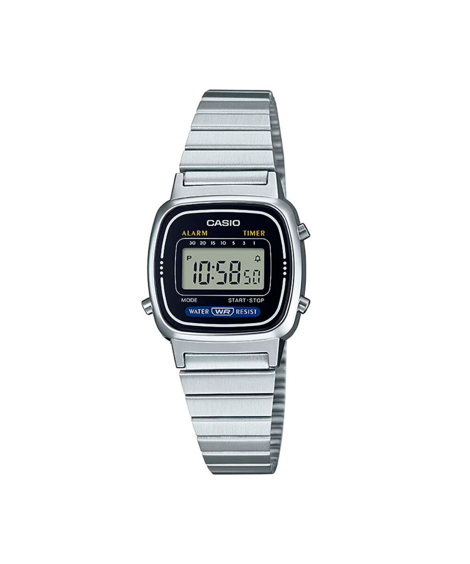 relógio feminino casio digital la670wa 1df sc prateado
