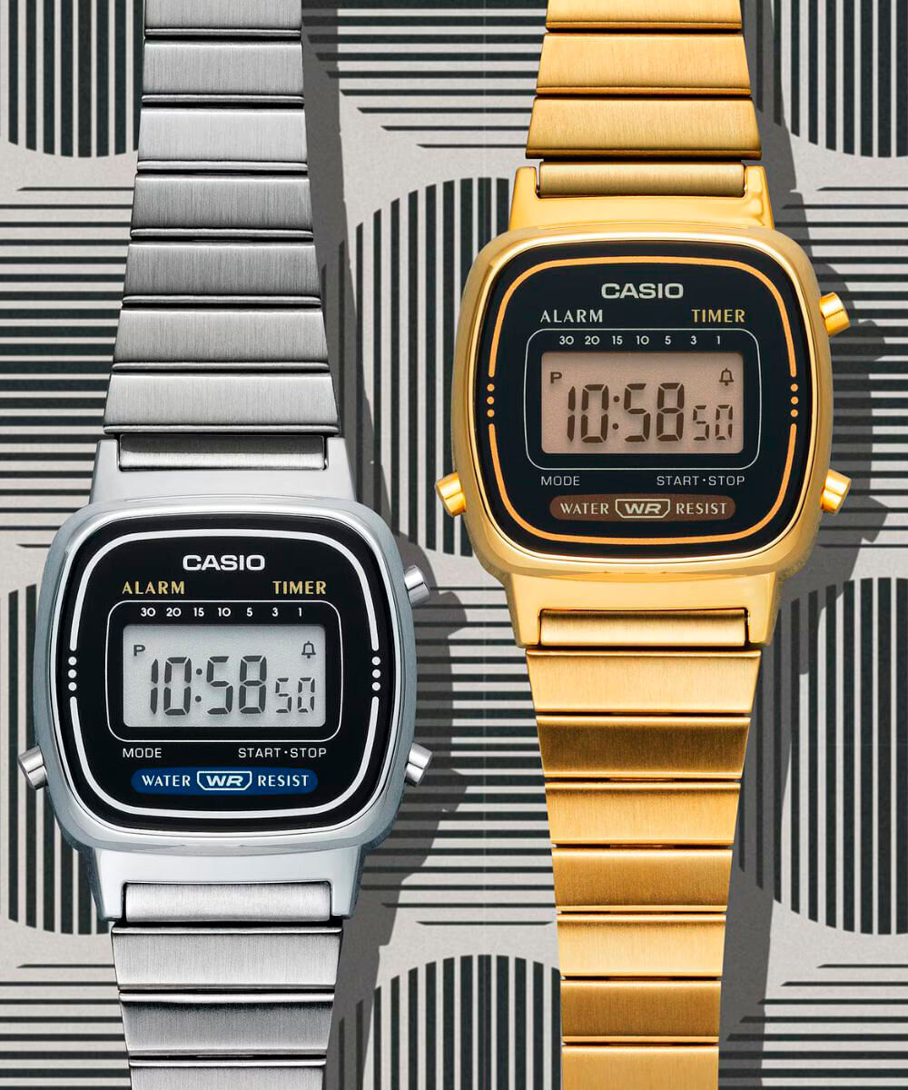 relógio feminino casio digital la670wa 1df sc prateado