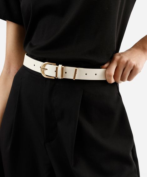 cinto com fivela arredondada off white