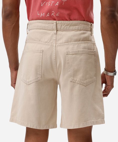 bermuda reta masculina de sarja bege